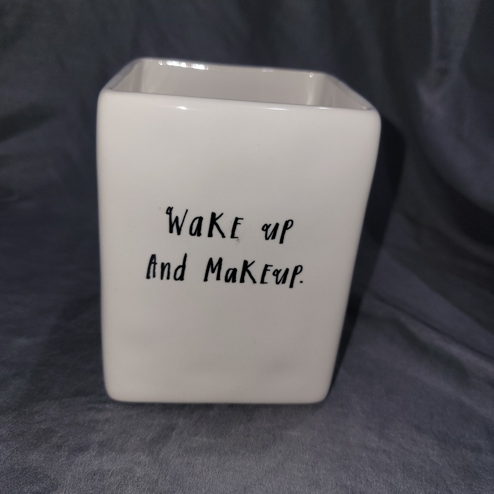 Rea Dunn "Wake Up Make Up" Ceramic/ Face Brush Organizer